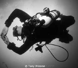 Black and White tech diver. by Tony Mccann 